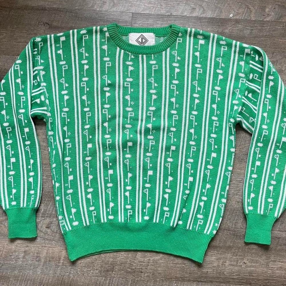Vintage green and white knit golf sweater size: M